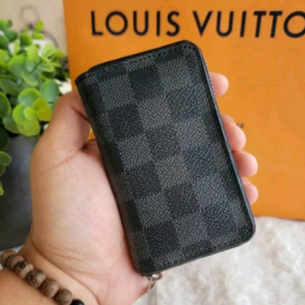 LOUIS  VUITTON Damier Graphite Zip Around Coin Pouch/Card Holder Wallet